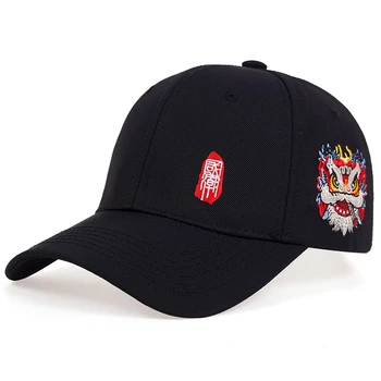 Модерна бейзболна шапка с бродерия в китайски стил, слънчеви шапки за мъже, жени, унисекс-тийнейджъри, плосък хип-хоп шапка с цип кепкой