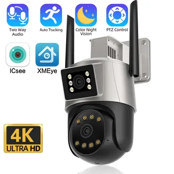 4K 8MP Двухобъективная Wifi PTZ IP Камера за Сигурност С Автоматично Проследяване на Цвят за Нощно Виждане Безжична 6-Мегапикселова Камера за Видеонаблюдение ICSEE
