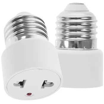 Адаптер за контакта на електрическата крушка Конвертор основната крушка E27 в 2-пинов щепсел Бял Притежателя лампи Винт за контакти led лампи