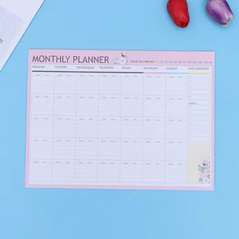 Месечен планер, декоративен органайзер формат А4, календар, списък, бележник, бонбони, седмичен дневник, бележник за водене на бележки (случаен цвят)