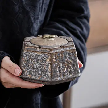 Антични Пепелник в японски стил Керамичен Пепелник от Древния Кладенец Димна Чаша Декорация на дома, Хол Украса на десктоп Офис Подарък