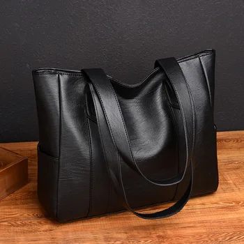 Дамски меки чанти, кожени чанти-тоут голям капацитет, ретро Дизайнът голяма чанта през рамо, 2023, Нови дамски чанти-незабавни посланици от изкуствена кожа за пътуване до работа