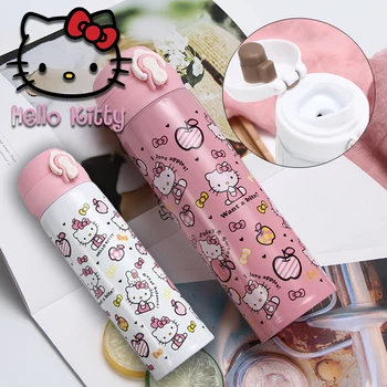 Термос Sanrio Hello Kitty Аниме Kawai Термос за кафе с мляко от неръждаема стомана Преносима Бутилка за вода Студентски подаръци