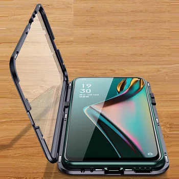 Метален магнитен калъф за Samsung Galaxy S20 21 22 23 Plus S20 21 22 23 Ultra S20 21 FE с двустранен стъклен прозрачен капак