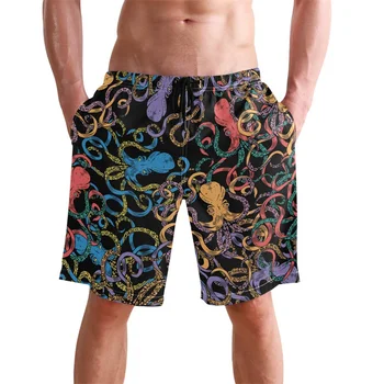 Пейсли Абстрактни Графични къси Панталони, Панталони С 3D Цветно Печат на Хип-Хоп y2k Плажни Шорти Годишният Хавайски Бански Стръмни Бански За Сърф