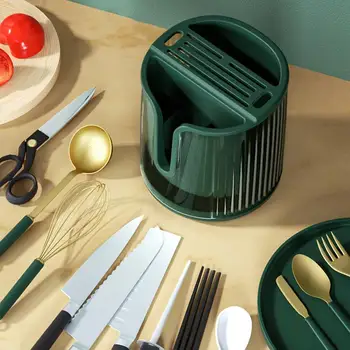 Въртящи Органайзер за инструменти за приготвяне на храна Кухненски Плот Въртящи Контейнер за инструменти Кухненски Часова Въртящи се на 360 Градуса Държач за Нож