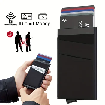 Мъжки изчистен дизайн New's Противоугонный RFID-блокиране на изскачащи ID на Притежателя на кредитна карта за Бизнес портфейл