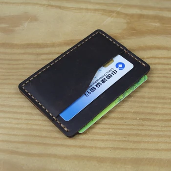 Vintage ръчно изработени от естествена кожа Притежателя на кредитната карта мъжка кожена карта ID Ръкав дамски чанта за автобусни карти калъф за визитни картички MC-413