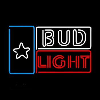 Неонова реклама с Bud Ligh Flag Неонова лампа 10 кв. Декор в стил Аниме Вътре в Ретро Стенни знак Ретро Неоновите Бира клуб, Газова Стъклена лампа