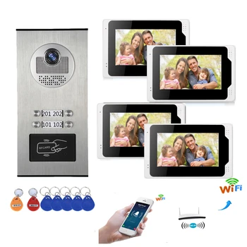 Sasha 7-Инчов кабелна Wifi Интелигентни IP-видео домофон с Видеодомофоном, Сензорен Монитор с Камера 1080P, Поддръжка на Отключване RIFD