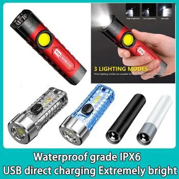Преносим Led Фенерче Mini COB Work Light USB Акумулаторна батерия 18650 Походный Фенер с Клипс 3 Режима на Мощен Фенер Риболов