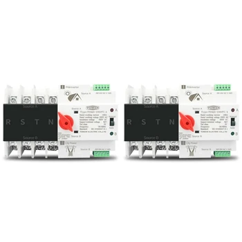 НОВОСТ-2X Din-рейк 4P ATS Dual Power Автоматичен Превключвател за Смяна на Предавките Електрически Ключове на Непрекъсваеми токозахранващи устройства 100A