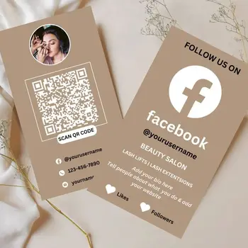Лична визитка Facebook, QR-код Lash Технологии, социални мрежи, Кредитни визитка, Персонализиран шаблон благодарственных картички за поръчка