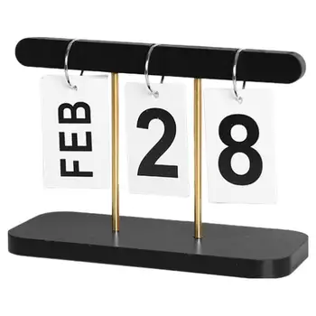 Вечен календар Ретро Обърнат Настолен календар Творчески Голям дисплей Декорация на дома, Настолен календар, календар за многократна употреба