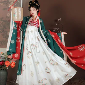 Оригинален дамски дрехи Hanfu голям размер в стил реставрация Tang System, долната пола с дължина до гърдите, един случаен летен костюм в приказен стил.