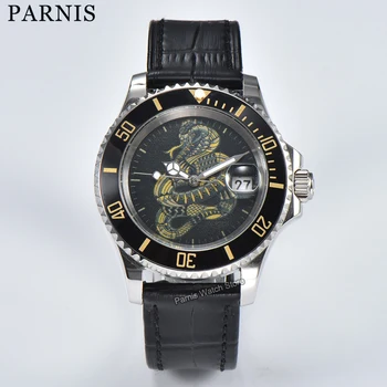 Parnis 40 мм Механични часовници Модерни Автоматични Часовници за Мъже Потребителски циферблат Въртящи Bezel