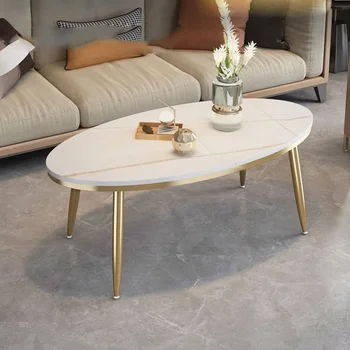 Луксозни Златни масички Съвременен Метална масичка със скандинавски минималистичном стил С малък мраморен ефект Mesa De Centro De Sala Мебели за дома