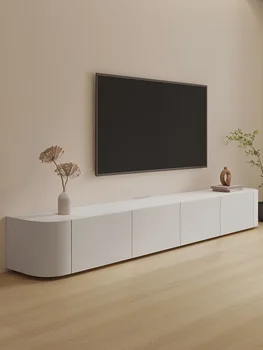 Комбинацията от шкафчета за телевизор в Кремовом стил и журнального маса Модерен Минималистичен Малък Шкаф От масивно Дърво в Бял цвят За телевизор