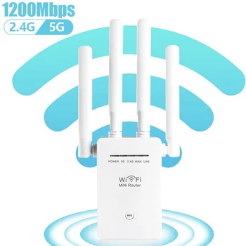 WiFi Удължител Усилвател 1200 Mbps WiFi Ретранслатор WiFi Усилвател на Сигнала на Wi-Fi 802.11 N Далечен бой Безжичен Wi-Fi Ретранслатор Точка за Достъп