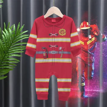 Cchildren's Onesie Boys' пълзящо растение Set Полицейска Пижама, Пижама за бебета и деца, спално облекло за Пожарникари За Хелоуин, Пижама С Къс ръкав, Cas