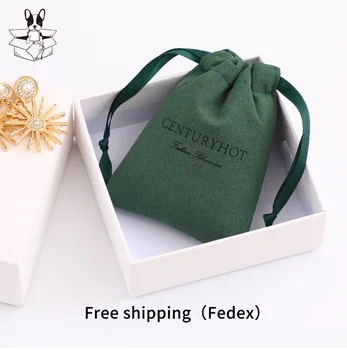 50 зелени торби на съвсем малък с персонализирани цветен лого от микрофибър, изработени по поръчка, чанти за бижута, чанти колиета, опаковъчни торбички