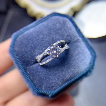пръстен от муассанита бял цвят 2 карата, пръстен от муассанита 8 мм за жени, пръстен от сребро 925 проба за всеки ден