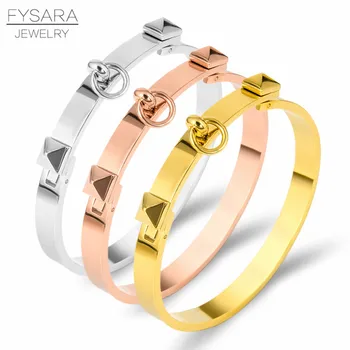 Модни бижута FYSARA, гривни-една пирамида златен цвят, гривни за жени, гривни със златни нитове от титанов стомана, гривни за нокти