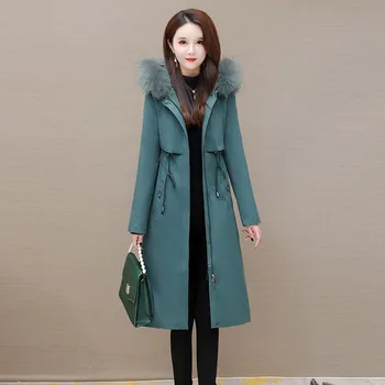 2023 Нов дамски пуховик, зимни палта, дамски корейската версия, паркове, версия със средна дължина, Връхни дрехи, Вътрешна облицовка - преносимо палто