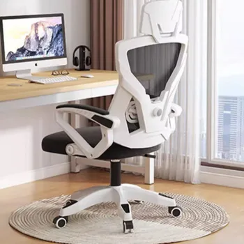 Офис стол с японски подлакътник и колела, Черен Удобни офис стол за игри, Бели офис стол в скандинавски стил, Офис мебели в скандинавски стил