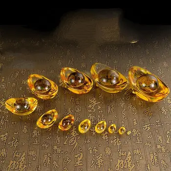 10шт Кристалното бижу Yuanbao Златното Малко Бижу за всекидневна Yuanbao Стъклена декорация