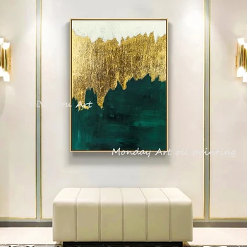 Поп арт, Ръчно рисувана с висококачествени съвременни злато Абстрактна живопис с маслени бои върху платно за домашен интериор на хола Абстрактни стенописи