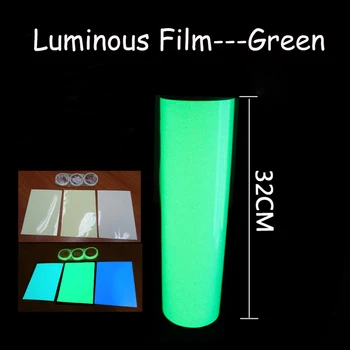 Самозалепващи светещ фолио с размер 32 см x 100 см за зелена или синя светлина, благородна луминесцентна стикер