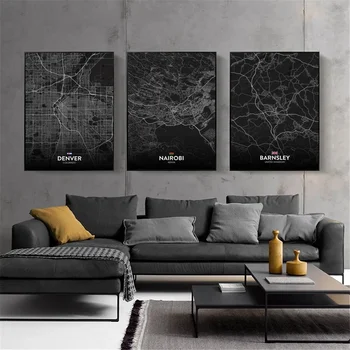 Париж, Лондон, Ню Йорк, ОБИЧАЙ плакат с карта на града, Крафт-хартия за бар, ретро плакат, стенни картини, стикери за спални и кабинет