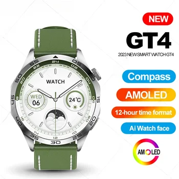 AMOLED Смарт часовници GT4 За Мъже И Жени, NFC Компас, Умни Часовници, Сърдечната Честота, Bluetooth-Предизвикателство за Huawei Sport Watch GT4, 12-часов Формат