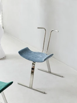 Кормило стол, средновековен дизайнерски стол за хранене, Творческа стол за почивка в хола от неръждаема стомана