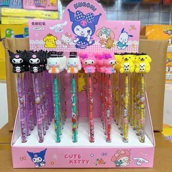 Нов Механичен Молив Sanrio 48шт Kuromi Cinnamoroll Hello Kitty Молив без Изрезки Balck Студентски Канцеларски материали Инструменти За Начално училище