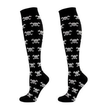 Компресия чорапи за жени и мъже, Найлон еластични чорапи за Хелоуин, в ивица с участието на Луната и надпис 