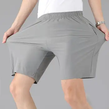 Мъжки къси панталони бързо съхнещи Ледени Копринени Шорти С Висока Талия, Свободни Мъжки Ежедневни Панталони За Фитнес И Джогинг, Спортно облекло