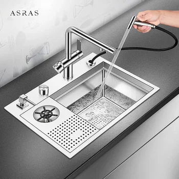 Кухненска мивка за измиване чаши ASRAS 304 Неръждаема стомана с Дебелина 4 мм, мивка, ръчно изработени, миене на чаши за високо налягане, кухненска мивка