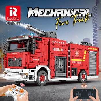 Техническа 22008 Пожарна Стълба Модел Камион За Събиране на Играчки Блокове MOC Високотехнологичен Серия Rc Control APP Детски Играчки за Коледни Подаръци