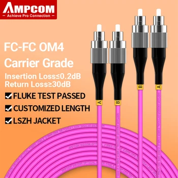 Оптичен Пач кабел AMPCOM OM4 FC, FC UPC мулти-режим пълен Дуплекс фондове на паричния пазар като 50 / 125μm хм 40 Gbit/s, Нечувствително Към извивката на оптичен Кабел 2,0 мм