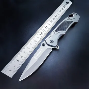 Стоманена Портативен сгъваем нож за мъже, висока твърдост, оцеляване на открито, самоотбрана, бойни, тактически ножове, дръжката е от въглеродни влакна