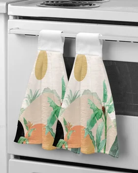 Кърпи за ръце с абстрактно листа и растения в стил Бохо, Подвесная тъкан за кухня и баня, бързо съхнещи Меки абсорбиращи кърпи от микрофибър