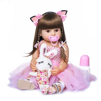 Гореща разпродажба, 55-см кукла Bebe, Възстановената момиче-момче, Розова принцеса, много мека Силиконова кукла за цялото тяло, истинска детска играчка на допир, подаръци