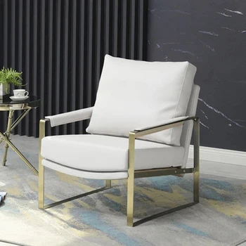 Индивидуални мека мебел за дневна в скандинавски стил, луксозно односпальное стол, минималистичен кожен диван от неръждаема стомана, обзавеждане за дома Da Soggiorno