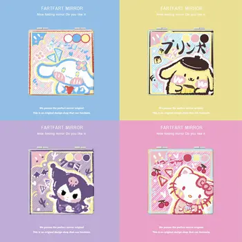 Аниме Kawai, Hello Kitty, Kuromi, Мини-складное козметично огледало, креативна мультяшная момиче, Изискани Аксесоари, удобни ежедневни подаръци