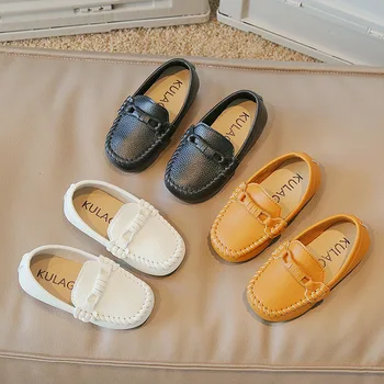 Тенис/Обувки за момчета в британския стил; есенни меки кожени лоферы за момичета; Ежедневни детски обувки без стягане; Обикновен детски обувки на плоска подметка; Модерни детски обувки