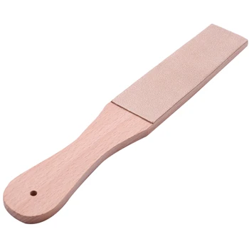 Дървена дръжка на Нож за заточване на кожата, карета перална дъска за самобръсначки с полировочным състав, двустранен, изработени от телешка кожа растително дъбени