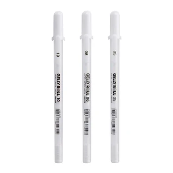 1бр Гел Писалка в ролка цвят Бял 0,5 мм, 0,8 мм, 1,0 мм High Light Марк Pen Черен Картон Art Painting Pen Бели Линейни Дръжки
